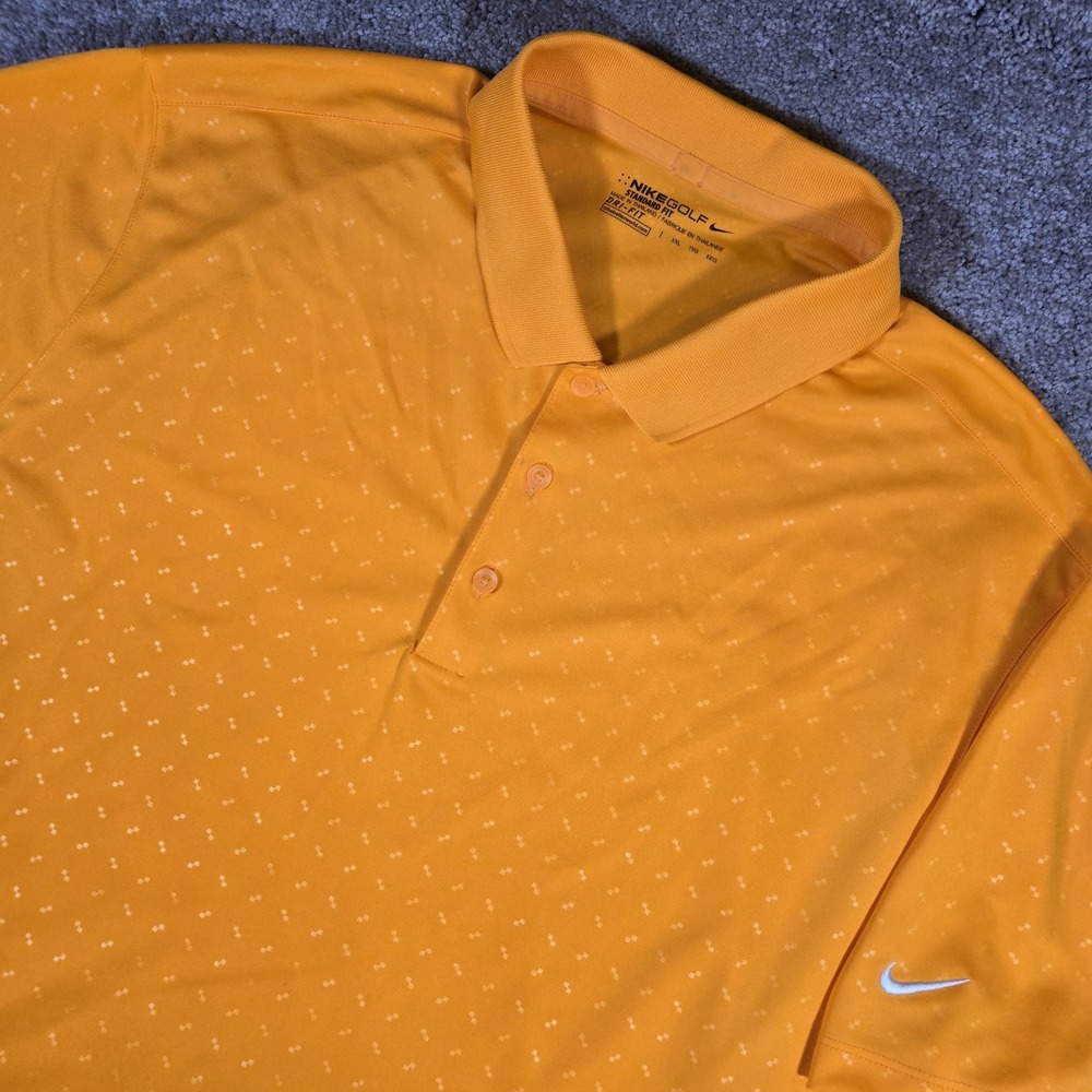 Nike Golf Tour Performance Mens 2XL Orange Diamond Short Sleeve Polo Dri-Fit